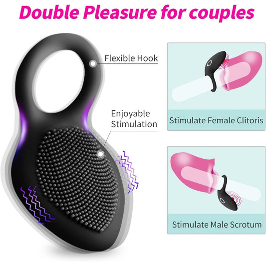 Loveangels Black Link X Vibrating Brush Cock Ring
