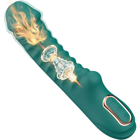 Loveangels Green Giant Vibrating And Heating Silicone Dildo Vibe