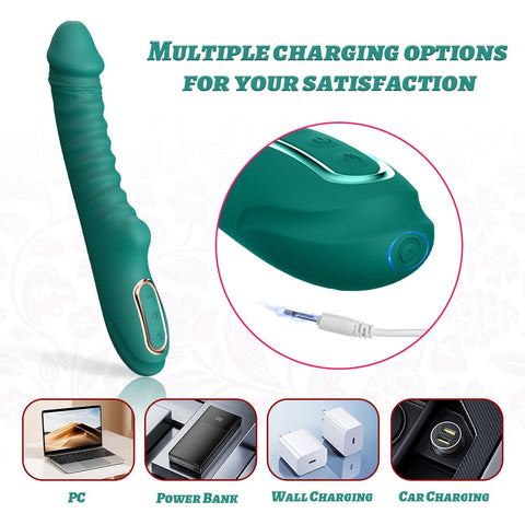 Loveangels Green Giant Vibrating And Heating Silicone Dildo Vibe