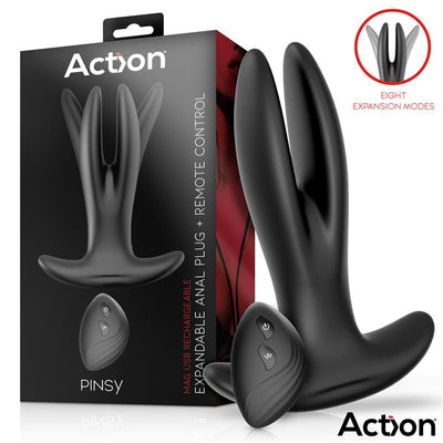 Action Pinsy Expandable Butt Plug With Remote Control - Loveangels
