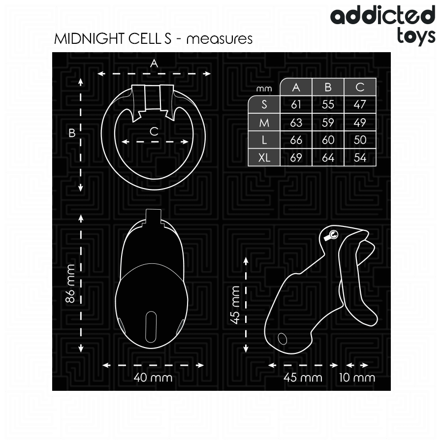 Addicted Toys Locked - Midnight Cell Penis Cage Size Small 4.8 cm - Loveangels
