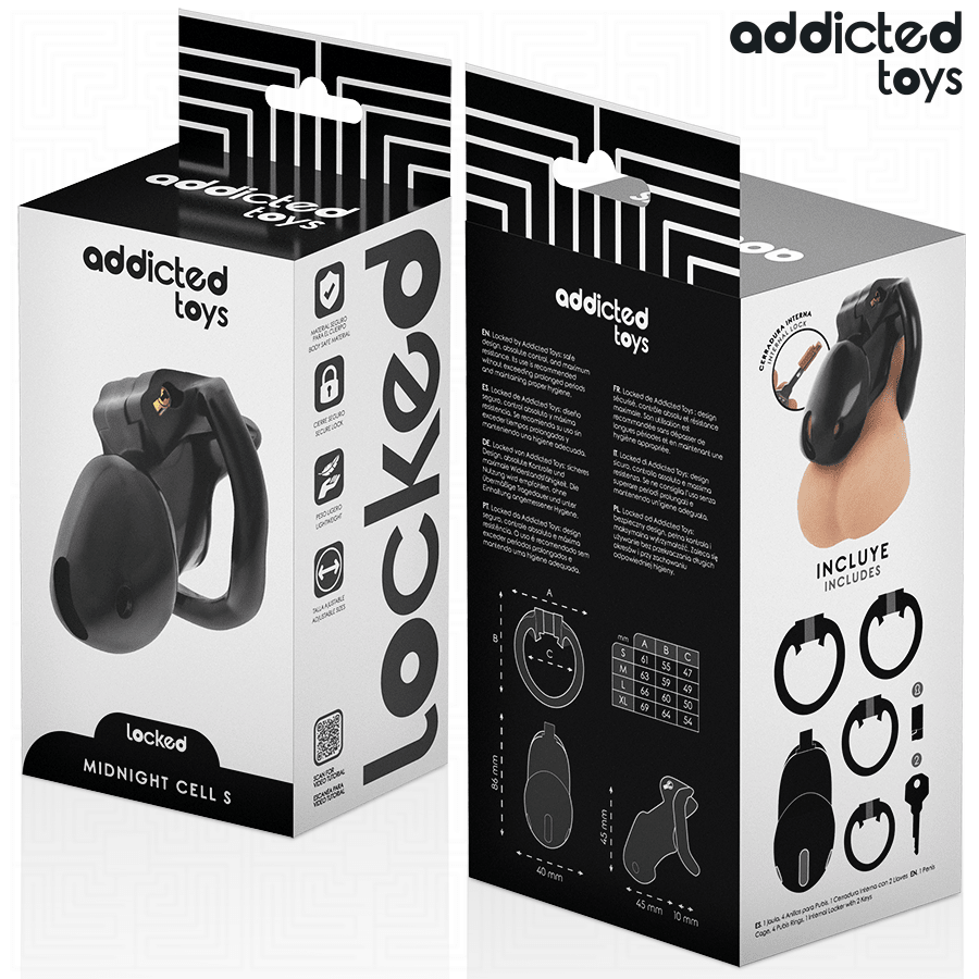 Addicted Toys Locked - Midnight Cell Penis Cage Size Small 4.8 cm - Loveangels