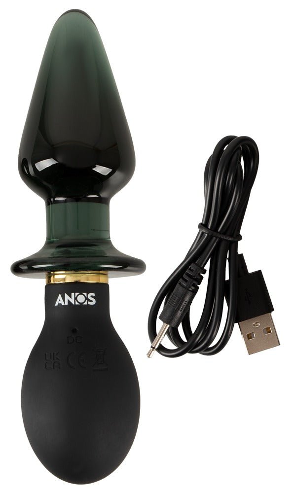 Anos Double Ended Glass Butt Plug with Vibration - Loveangels