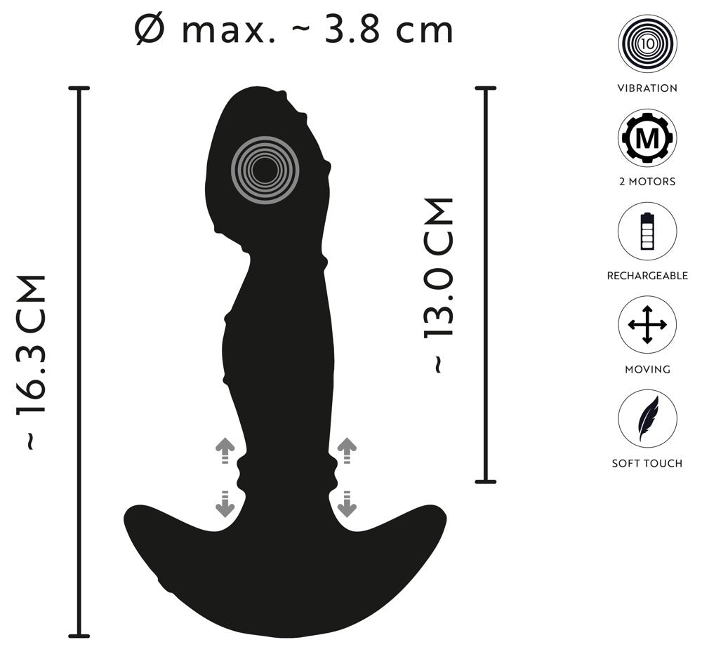 Anos Vibrating Prostate Plug with Moving Rings - Loveangels