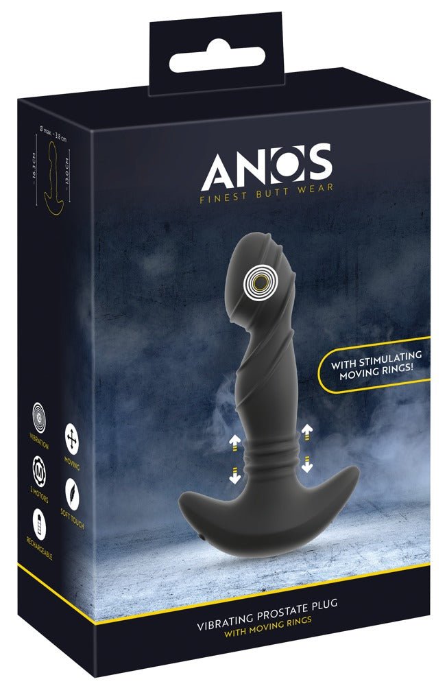 Anos Vibrating Prostate Plug with Moving Rings - Loveangels