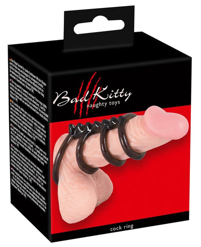 Bad Kitty 4 Piece Penis & Testicle Ring - Loveangels
