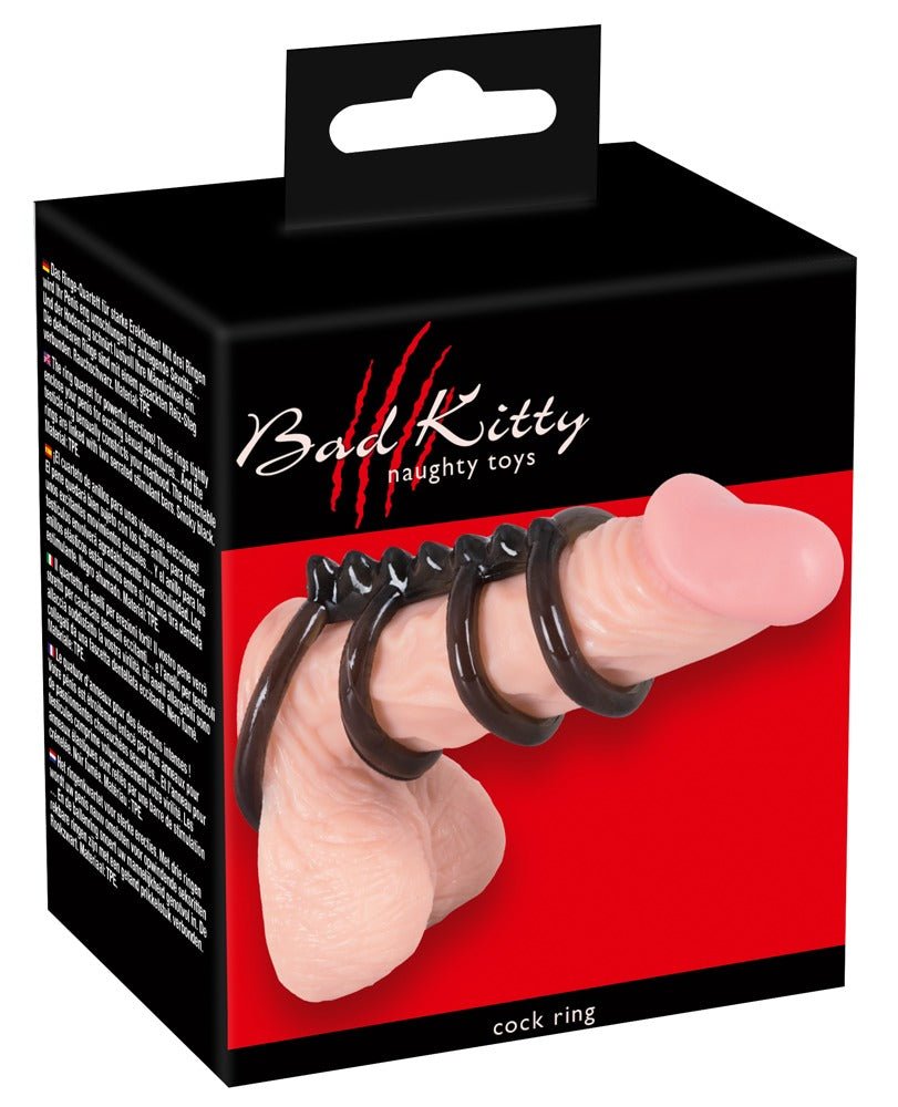 Bad Kitty 4 Piece Penis & Testicle Ring - Loveangels