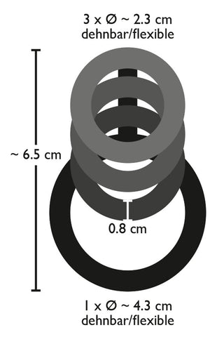 Bad Kitty 4 Piece Penis & Testicle Ring - Loveangels
