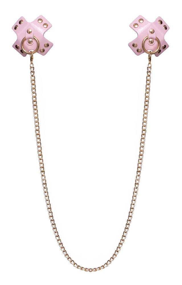Bad Kitty Pink Nipple Stickers with Chain - Loveangels