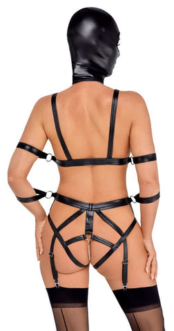 Bad Kitty PU Leather Harness Set With Headmask - Loveangels