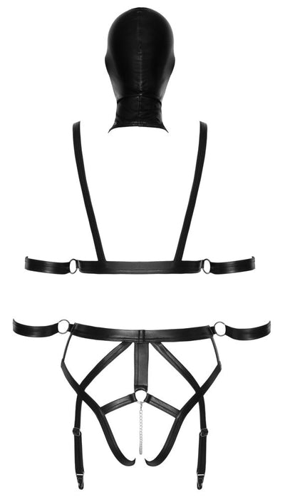 Bad Kitty PU Leather Harness Set With Headmask - Loveangels
