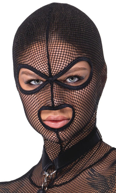 Bad Kitty Wet Look And Mesh Set With Choker And Flogger Size Large - Loveangels