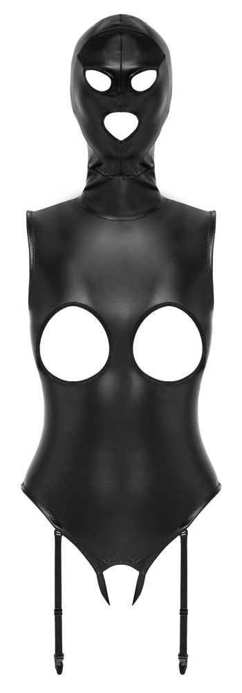 Bad Kitty Wet Look Exposure Bodysuit With Hood - Loveangels