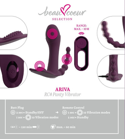 Beau Couer Ariva Remote Control Panty Vibrator - Loveangels