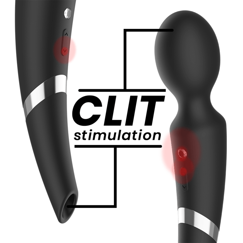Black & Silver Beck Dual Ended Massager With Suction - Loveangels