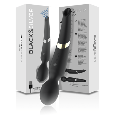 Black & Silver Beck Dual Ended Massager With Suction - Loveangels