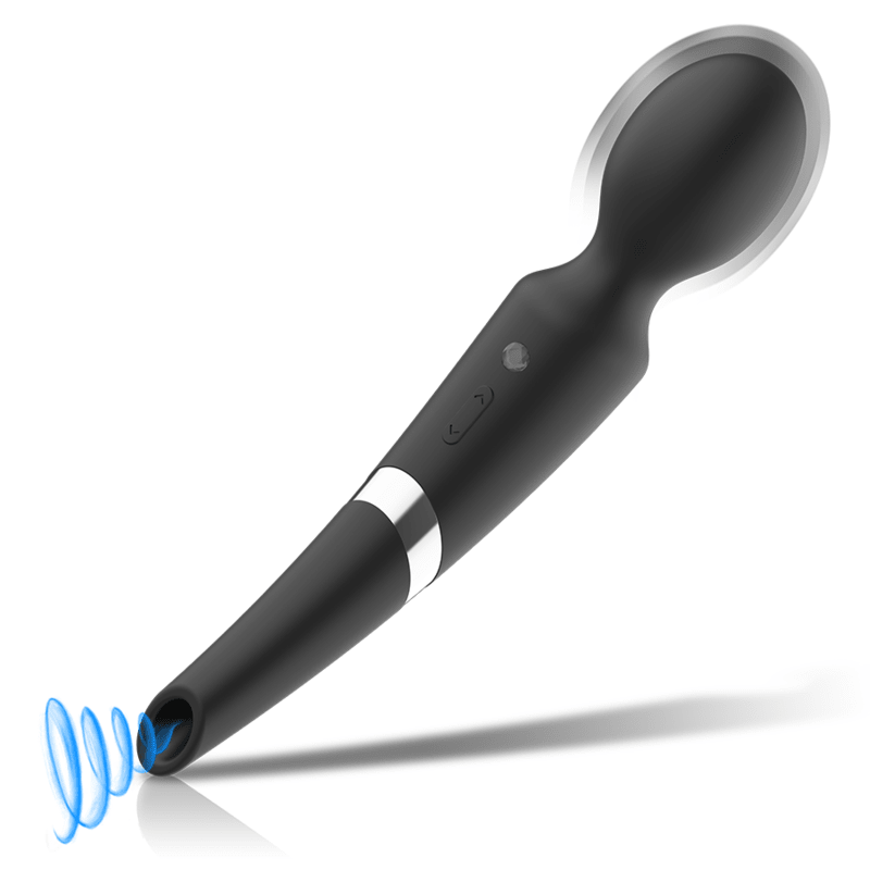 Black & Silver Beck Dual Ended Massager With Suction - Loveangels