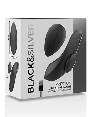Black & Silver Preston Panty Vibrator With Remote - Loveangels
