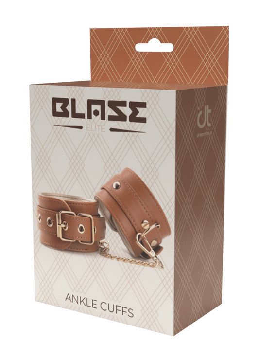 Blaze Elite Cognac Vegan Leather Anklecuffs - Loveangels