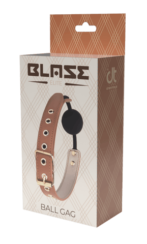 Blaze Elite Cognac Vegan Leather Ball Gag - Loveangels