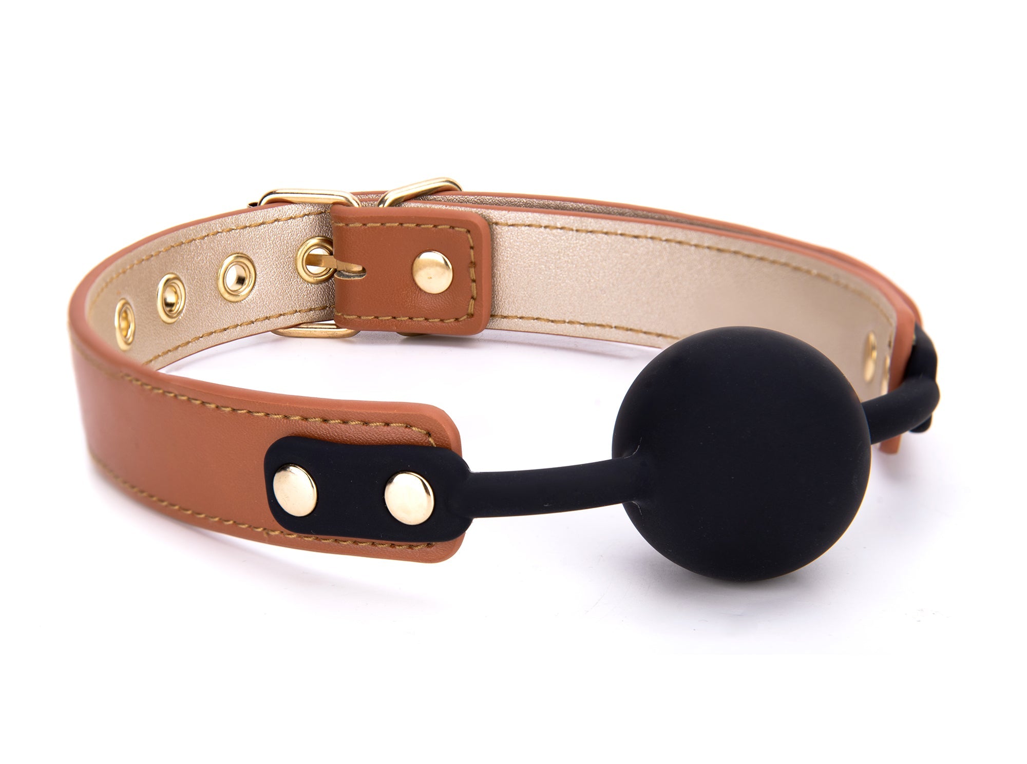 Blaze Elite Cognac Vegan Leather Ball Gag - Loveangels