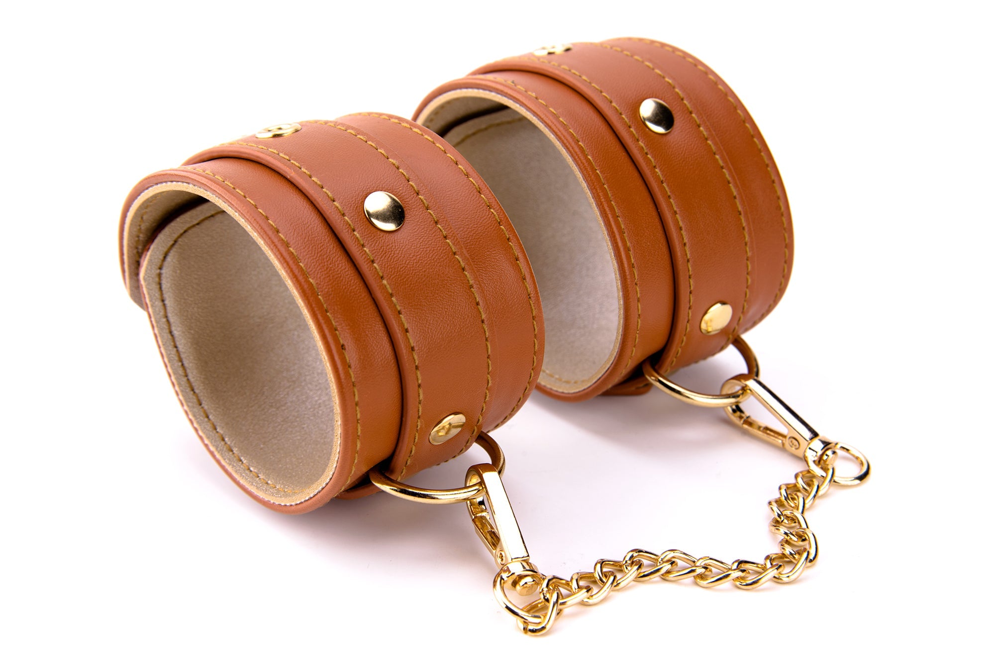 Blaze Elite Cognac Vegan Leather Handcuffs - Loveangels