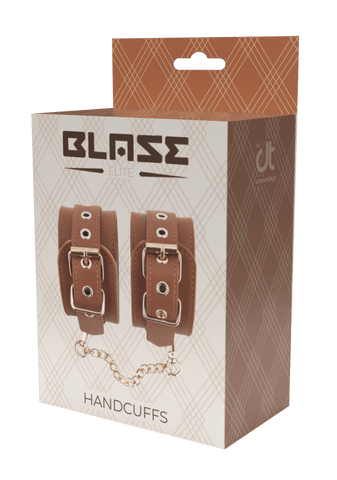 Blaze Elite Cognac Vegan Leather Handcuffs - Loveangels