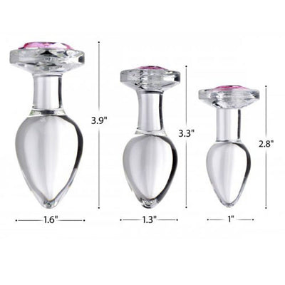 Booty Sparks Pink Gem Glass Anal Plug Set - Loveangels