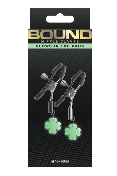 Bound Nipple Clamps Glow in the Dark Gunmetal - Loveangels