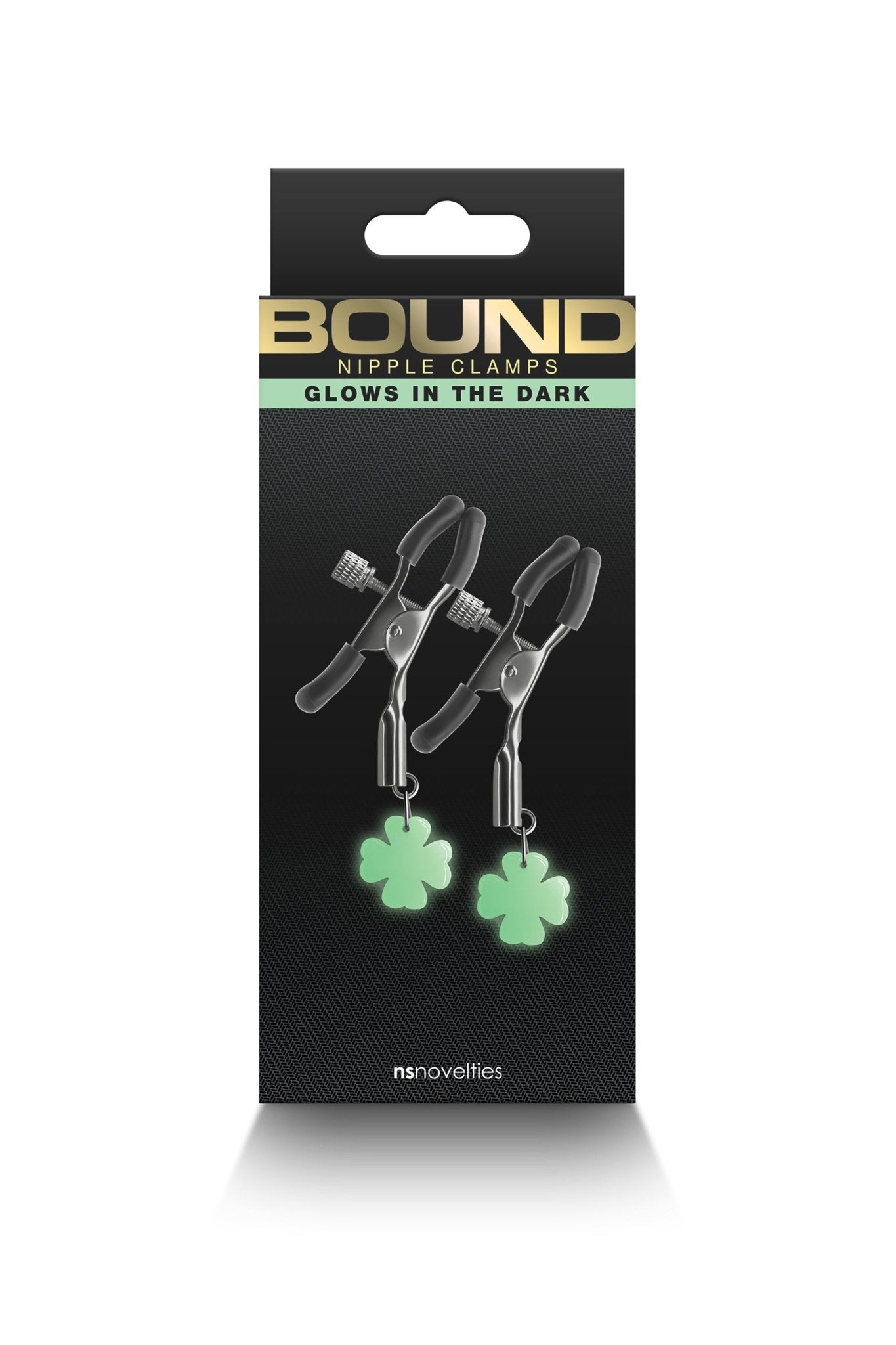 Bound Nipple Clamps Glow in the Dark Gunmetal - Loveangels