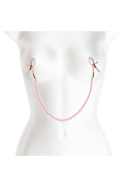 Bound Nipple Clamps With Pink Pearl Chain - Loveangels