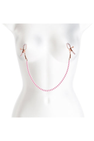 Bound Nipple Clamps With Pink Pearl Chain - Loveangels