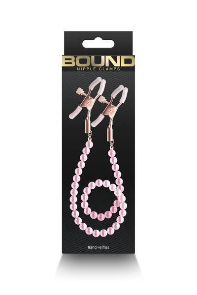 Bound Nipple Clamps With Pink Pearl Chain - Loveangels