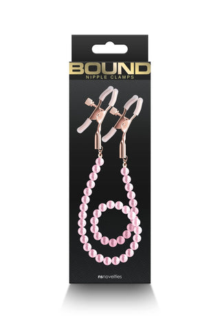 Bound Nipple Clamps With Pink Pearl Chain - Loveangels