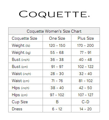 Coquette size chart