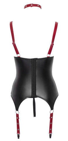 Cottelli Black And Red Shelf Basque And Thong Set - Loveangels