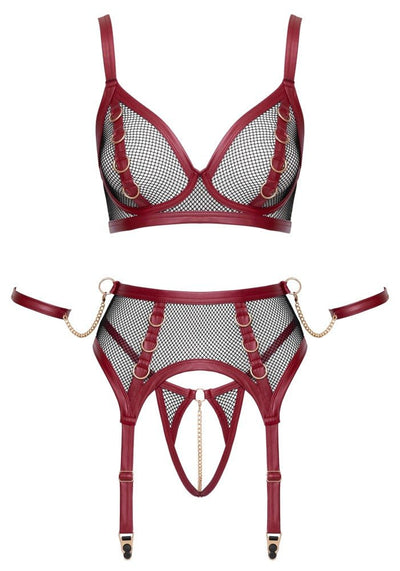 Cottelli Bondage 3 Piece Mesh Set with Cuffs - Loveangels