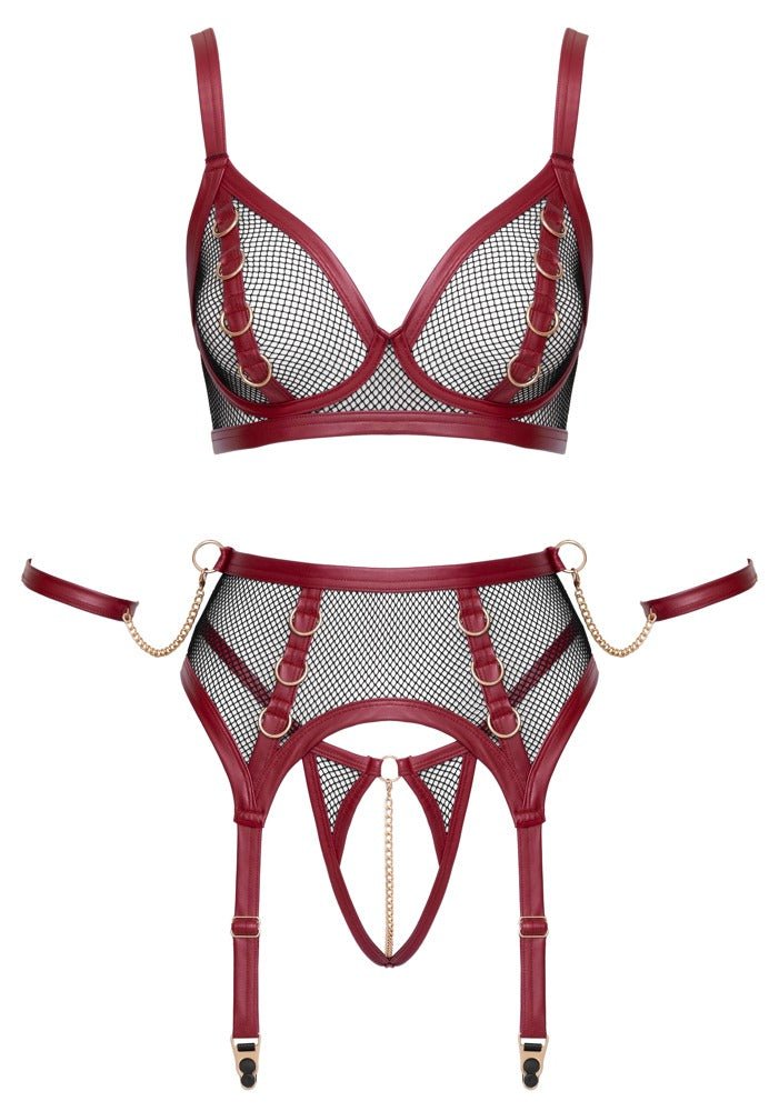 Cottelli Bondage 3 Piece Mesh Set with Cuffs - Loveangels