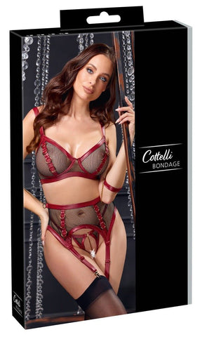 Cottelli Bondage 3 Piece Mesh Set with Cuffs - Loveangels