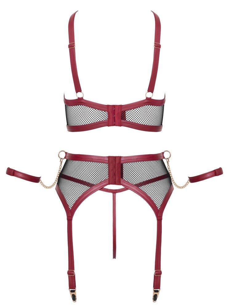 Cottelli Bondage 3 Piece Mesh Set with Cuffs - Loveangels