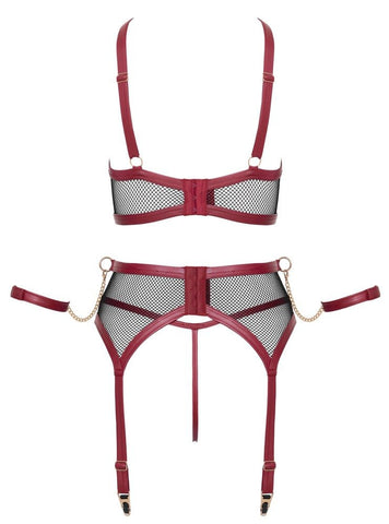 Cottelli Bondage 3 Piece Mesh Set with Cuffs - Loveangels