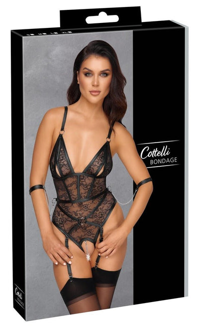 Cottelli Bondage Teddy With Restraints - Loveangels