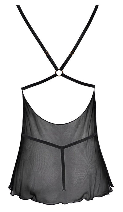 Cottelli Lace And Mesh Babydoll With Chest Ring Size Small - Loveangels