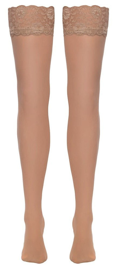 Cottelli Nude Lace Suspender Stockings - Loveangels