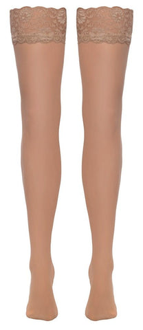 Cottelli Nude Lace Suspender Stockings - Loveangels
