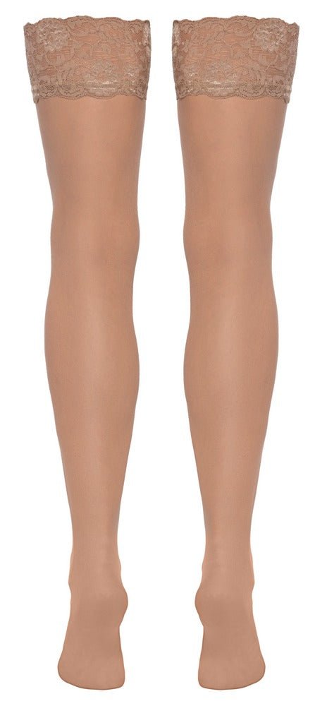 Cottelli Nude Lace Suspender Stockings - Loveangels