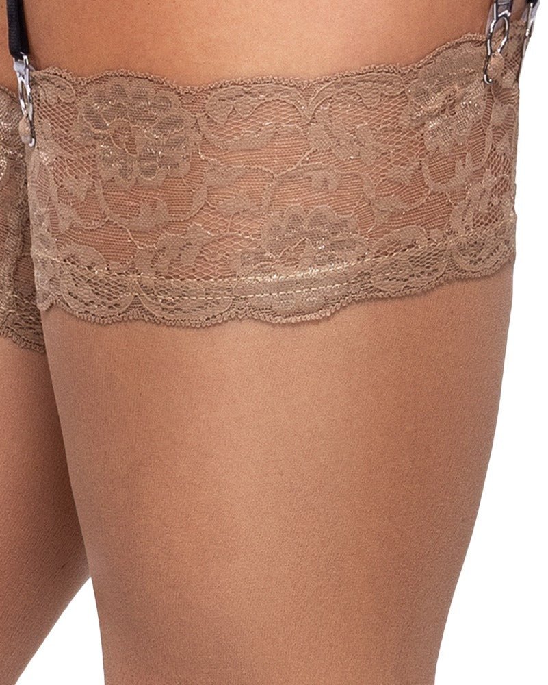 Cottelli Nude Lace Suspender Stockings - Loveangels