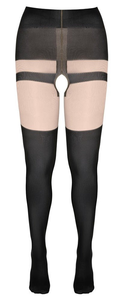 Cottelli Open Crotch Tights With Suspender Design - Loveangels