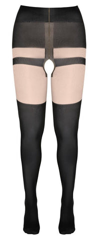 Cottelli Open Crotch Tights With Suspender Design - Loveangels