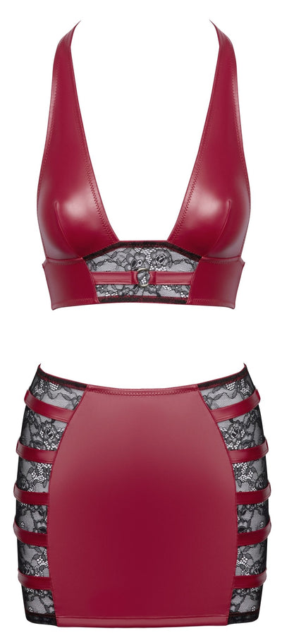 Cottelli Party 2pc Crop Top And Mini Skirt Set Size Medium - Loveangels